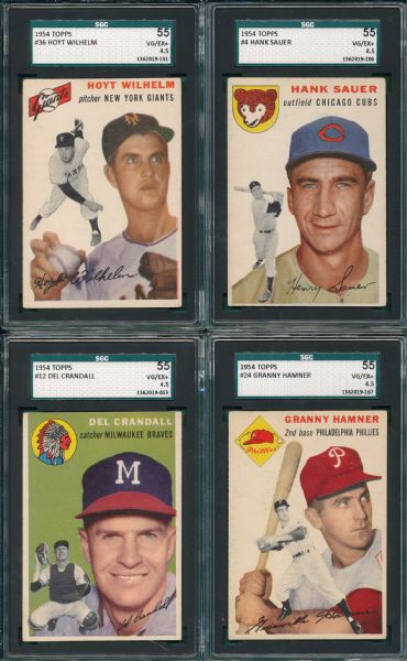 1954 Topps Lot of (12) National Leaguers W/ Wilhelm SGC 55