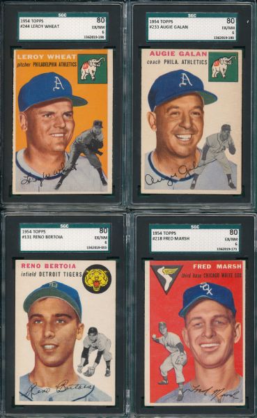 1954 Topps Lot of (8) American Leaguers W/Lemon SGC 80