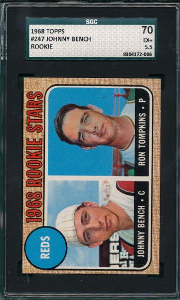 1968 Topps #247 Johnny Bench SGC 70 *Rookie*