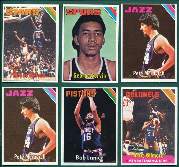 1975-76 Topps BSKT Lot of (12) W/ Moses Malone, Rookie