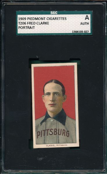 1909-1911 T206 Clarke, Portrait, Piedmont Cigarettes SGC Authentic *NRMT Appearance*
