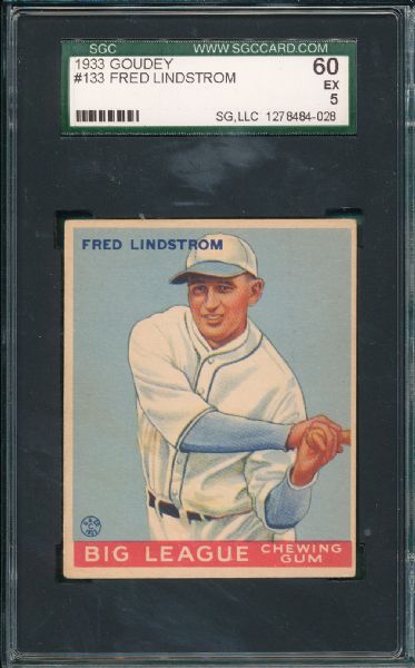 1933 Goudey #133 Fred Lindstrom SGC 60