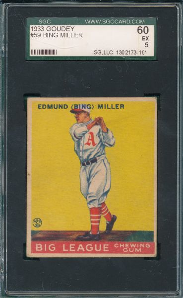 1933 Goudey #59 Bing Miller SGC 60
