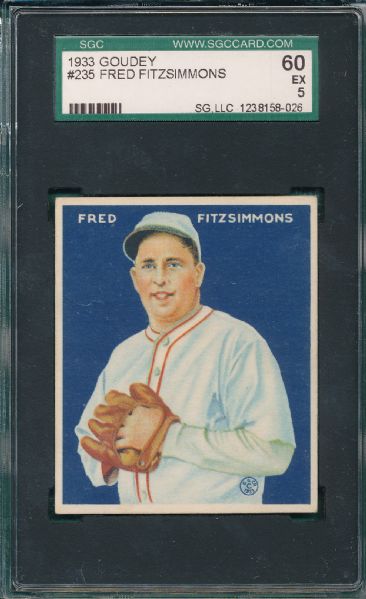 1933 Goudey #235 Fred Fitzsimmons SGC 60