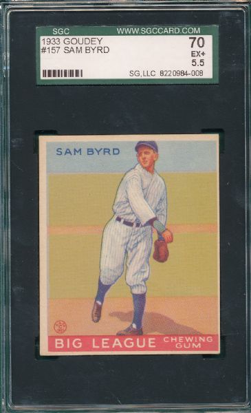 1933 Goudey #157 Sam Byrd SGC 70