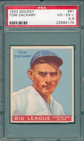 1933 Goudey #91 Tom Zachary PSA 4.5