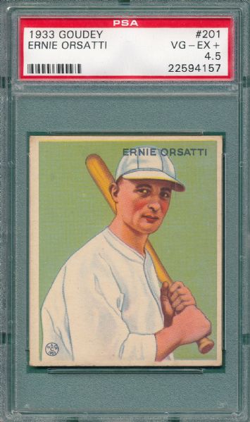 1933 Goudey #201 Ernie Orsatti PSA 4.5