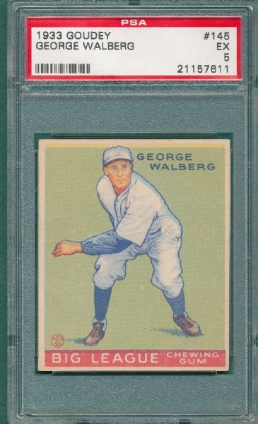 1933 Goudey #145 George Walberg PSA 5