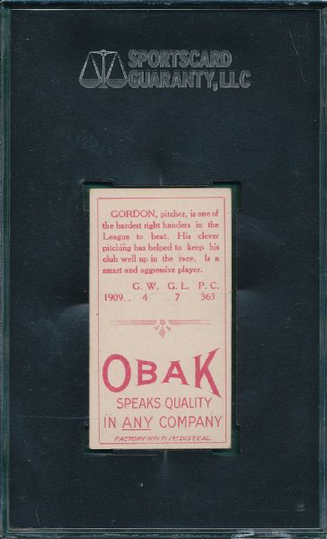 1911 T212-3 Gordon Obak Cigarettes SGC 30