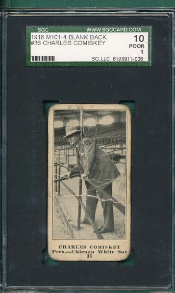 1916 M101-4 #36 Charles Comiskey *Blank Back* SGC 10
