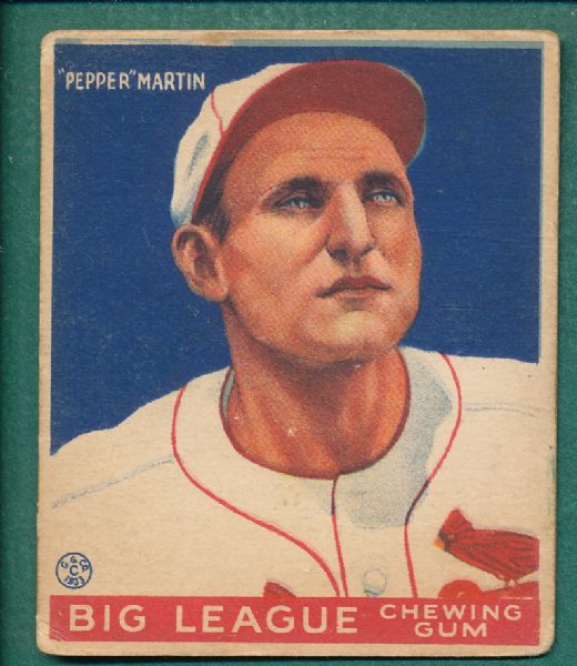 1933 Goudey #49 Frisch, #62 Martin & #147 Durocher (3) Card Lot of Cardinals HOFers