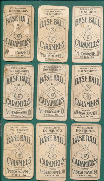 1909-11 E90-1 American Caramel Lot of (9) W/ Bransfield