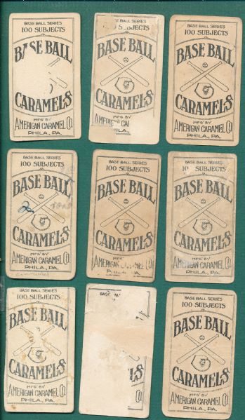 1909-11 E90-1 American Caramel Lot of (9) W/ Tannenhill
