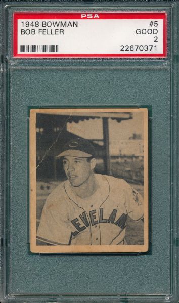 1948 Bowman #5 Bob Feller PSA 2 *Rookie*