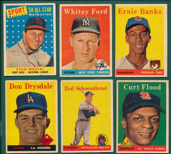 1958 Topps Lot of (6) W/ Musial
