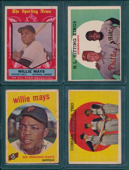 1959 Topps Lot of (5) W/ Mays & Clemente