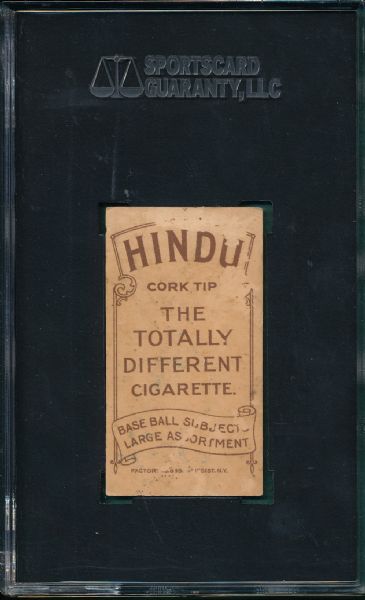 1909-1911 T206 Bates Hindu Cigarettes SGC Authentic 