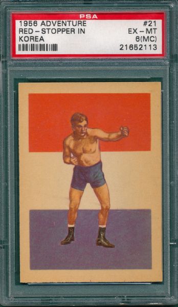 1956 Adventure Boxing w/Wrong Backs, #21 Marvin Hart/Red-Stopper in Korea PSA 6 M/C