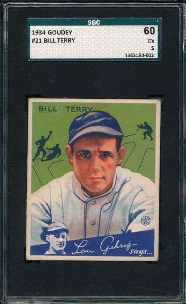 1934 Goudey #21 Bill Terry SGC 60