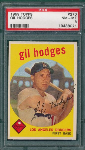 1959 Topps #270 Gil Hodges PSA 8