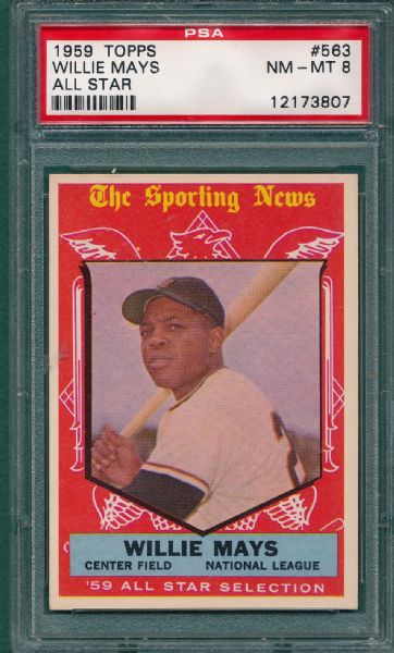 1959 Topps #563 Willie Mays AS, PSA 8 *High #*