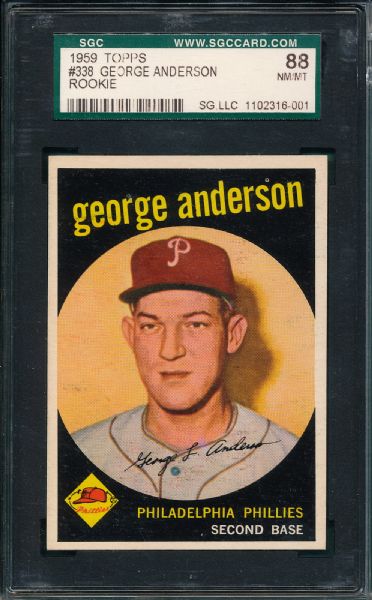 1959 Topps #338 George Sparky Anderson SGC 88 *Rookie*
