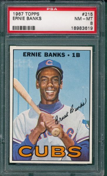 1967 Topps #215 Ernie Banks PSA 8