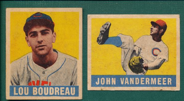 1948-49 Leaf #53 Vandermeer & #106 Bordreau (2) Card Lot