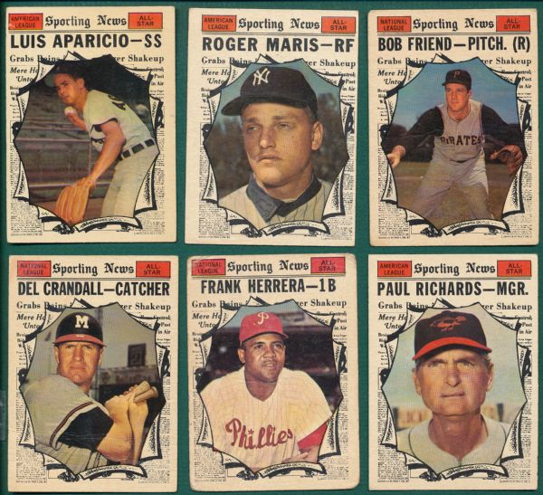 1961 Topps High Number All Stars Lot of (8) W/ Banks