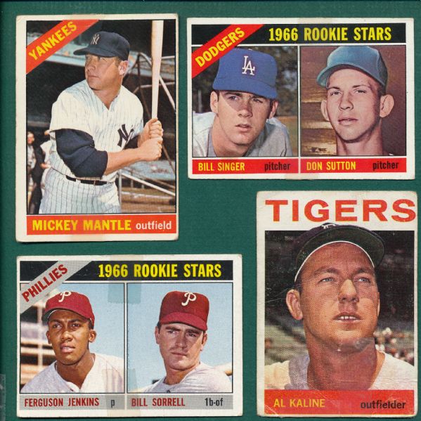 1964/66 Topps Rookie HOFer Lot of (4) W/ Mantle