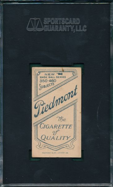 1909-1911 T206 Tannehill, On Front, Piedmont Cigarettes SGC 70