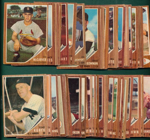 1962 Topps Lot of (81) W/ Ford, Musial, (14) other HOFers, Ruth Specials & Variation