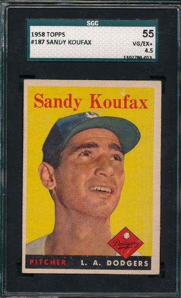 1958 Topps #187 Sandy Koufax SGC 55