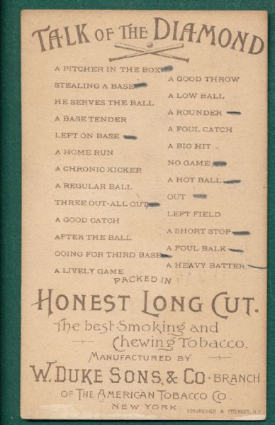 1893 Talk of the Diamond A Heavy Batter & T205 Livingston, Honest Long Cut, (2) Card Lot