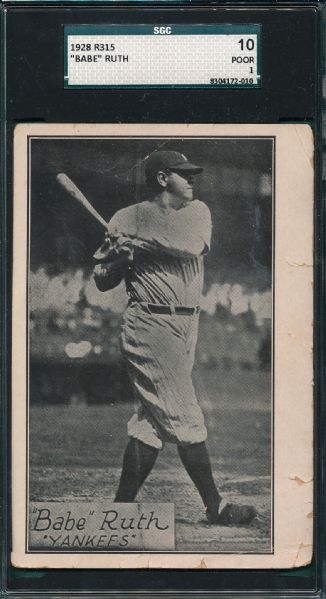 1928 R315 Babe Ruth SGC 10