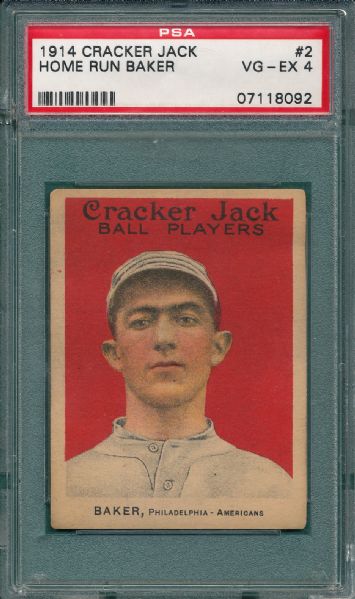 1914 Cracker Jack #2 Frank Baker PSA 4