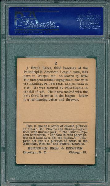 1914 Cracker Jack #2 Frank Baker PSA 4