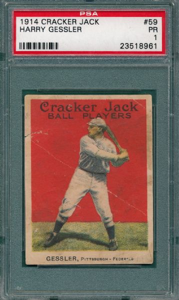 1914 Cracker Jack #59 Harry Gessler PSA 1 *Federal League