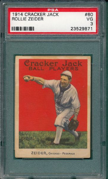 1914 Cracker Jack #60 Rollie Zeider PSA 3 *Federal League