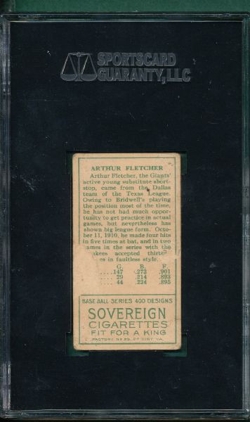 1911 T205 Fletcher Sovereign Cigarettes SGC 10