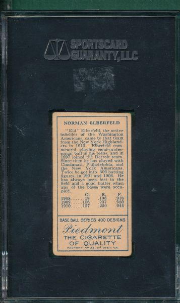 1911 T205 Elberfeld Piedmont Cigarettes SGC 40 