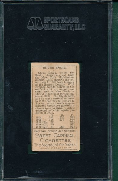 1911 T205 Engle Sweet Caporal Cigarettes SGC 40