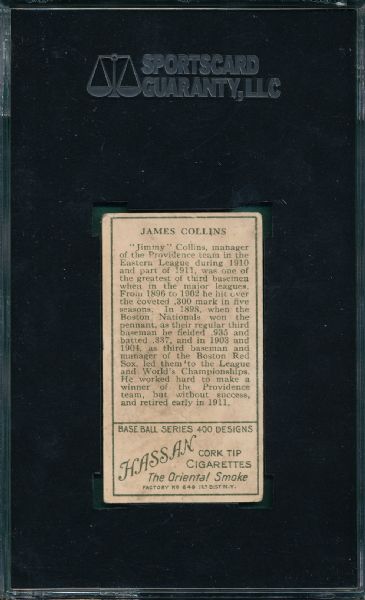 1911 T205 Collins, Jimmy, Hassan Cigarettes SGC 40 
