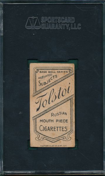 1909-1911 T206 Wiltse, Portrait, Cap, Tolstoi Cigarettes SGC 40 *Wet Sheet*