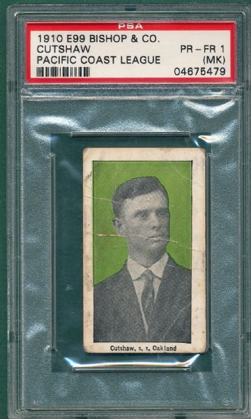 1910 E99 George Cutshaw Bishop & Co., PCL, PSA 1 (MK)