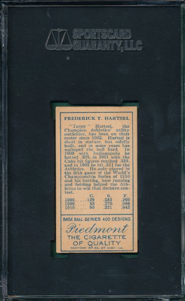 1911 T205 Hartsel Piedmont Cigarettes SGC 60