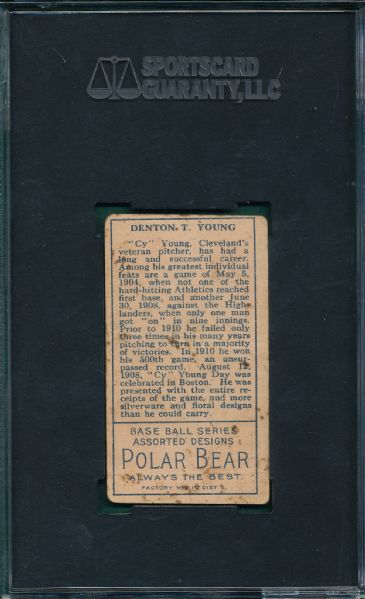 1911 T205 Young, Cy, Polar Bear Tobacco SGC 30