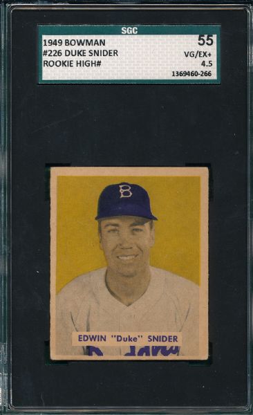 1949 Bowman #226 Duke Snider SGC 55 *Rookie* *High #* 