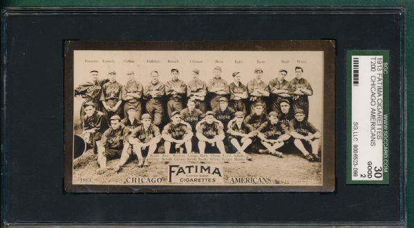 1913 T200 Chicago Americans Fatima Cigarettes SGC 30 *Black Sox Players*