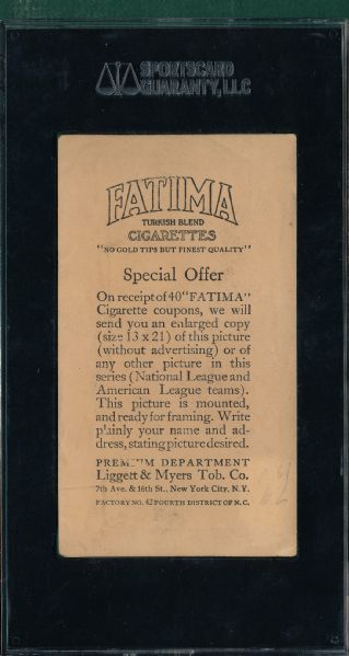 1913 T200 Chicago Americans Fatima Cigarettes SGC 30 *Black Sox Players*
